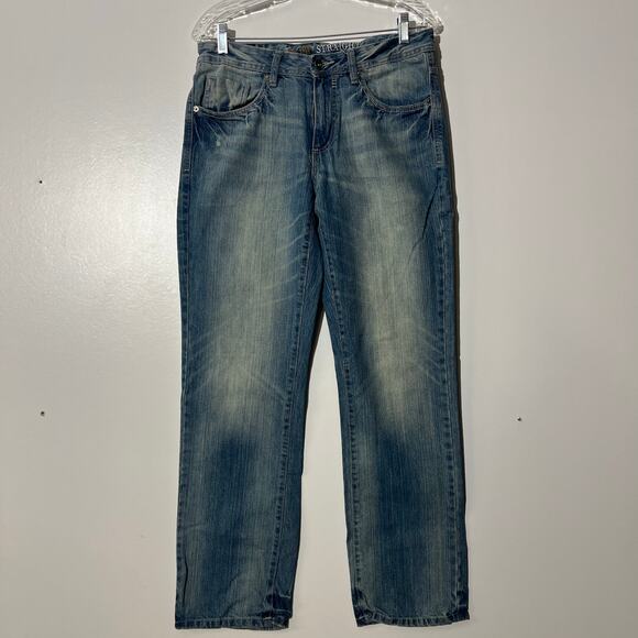 Urban up Slim Straight Grunge 100% Cotton Washed Blue Jeans Men’s Size 30x32 - Picture 1 of 7